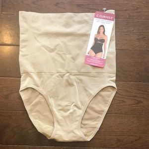NWT Curveez Control High Waist Brief. Firm Cotntrol. Nude Small